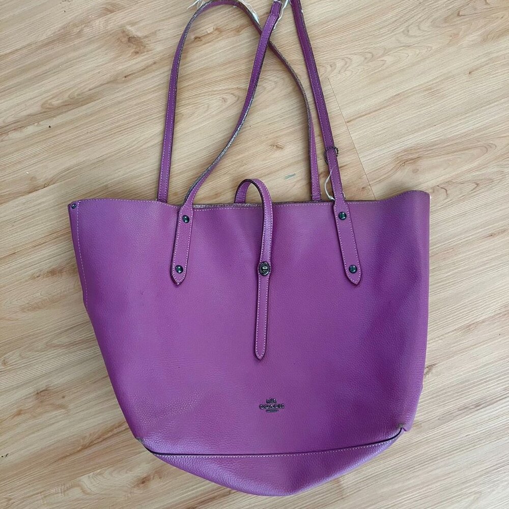 Coach Market Tote Polished Pebble Leather Primrose Metallic Blush# 23188